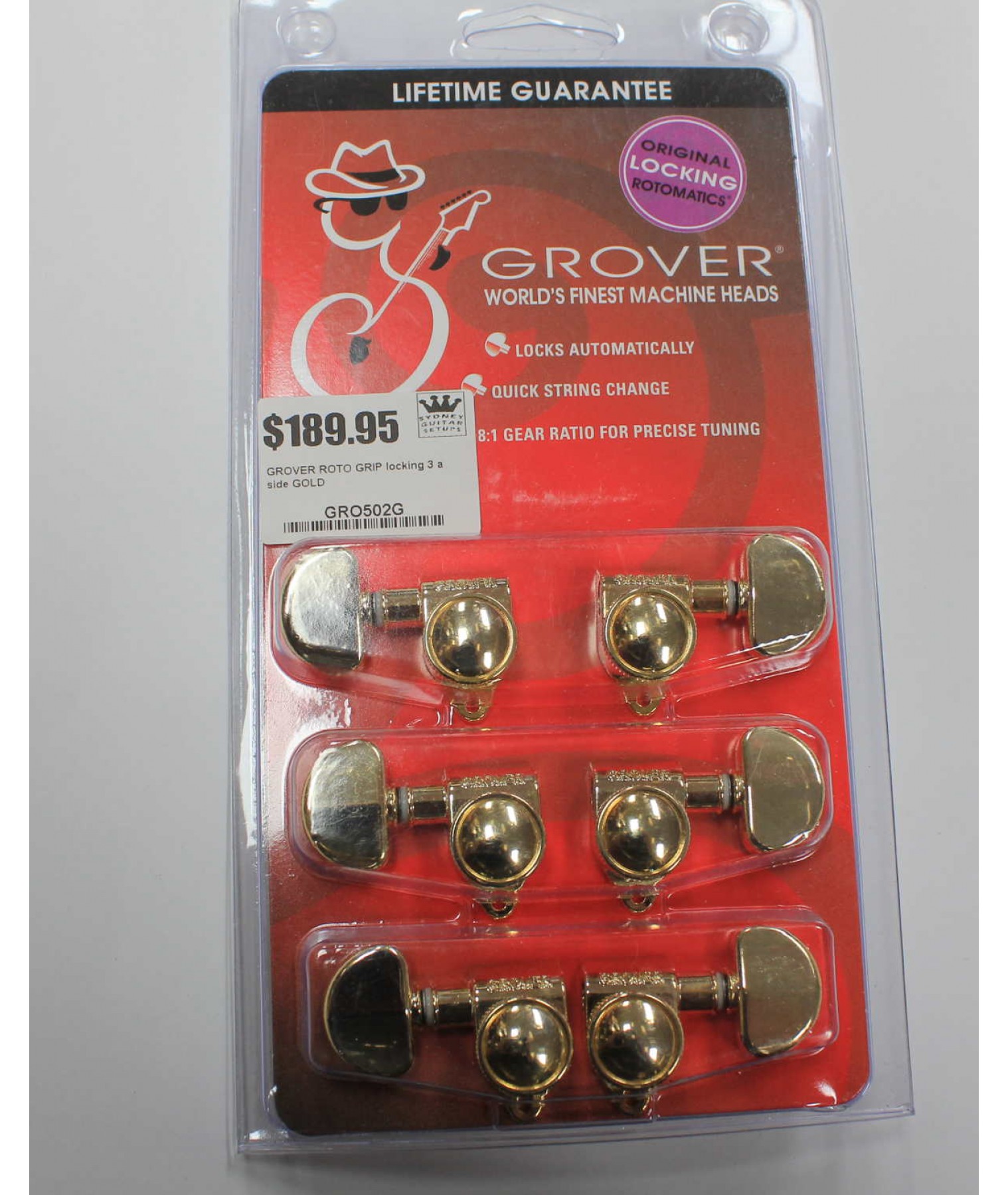 Grover Roto Grip Locking 3 A Side Gold Gro502g